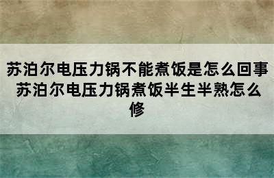 苏泊尔电压力锅不能煮饭是怎么回事 苏泊尔电压力锅煮饭半生半熟怎么修